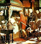 Carl Heinrich Bloch den sjuttonarige christian tar emot nycklarna till riksregalievalvet av den doende niels kaas oil painting on canvas